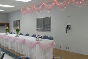 Indianola Activity Center with head table and decorations